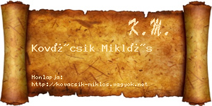 Kovácsik Miklós névjegykártya
