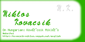 miklos kovacsik business card